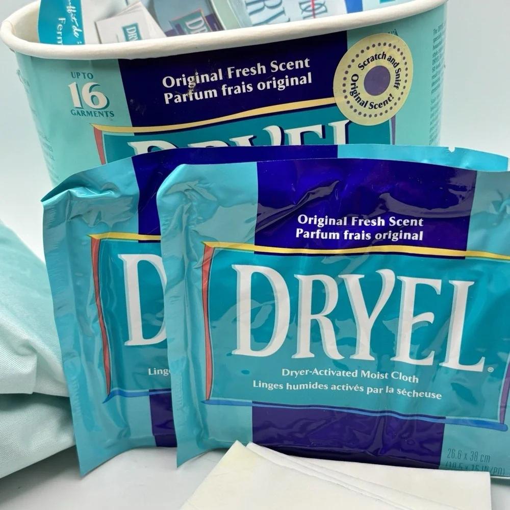 Vintage DRYEL Dry‎ Clean Fabric Care Starter Kit Original Teal Canister (2002)